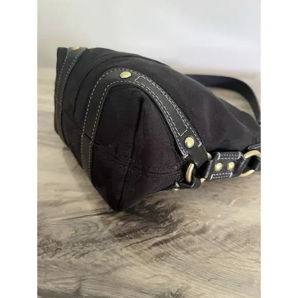Coach Black Monogram Mini Carly Tote Bag Leather Brass y2k Vintage Signature - Picture 7 of 13